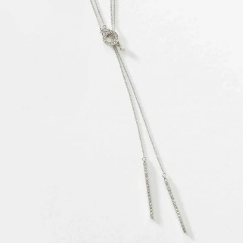 Touchstone Crystal Elegant Silver PAVE STICK LARIAT Necklace 4310N